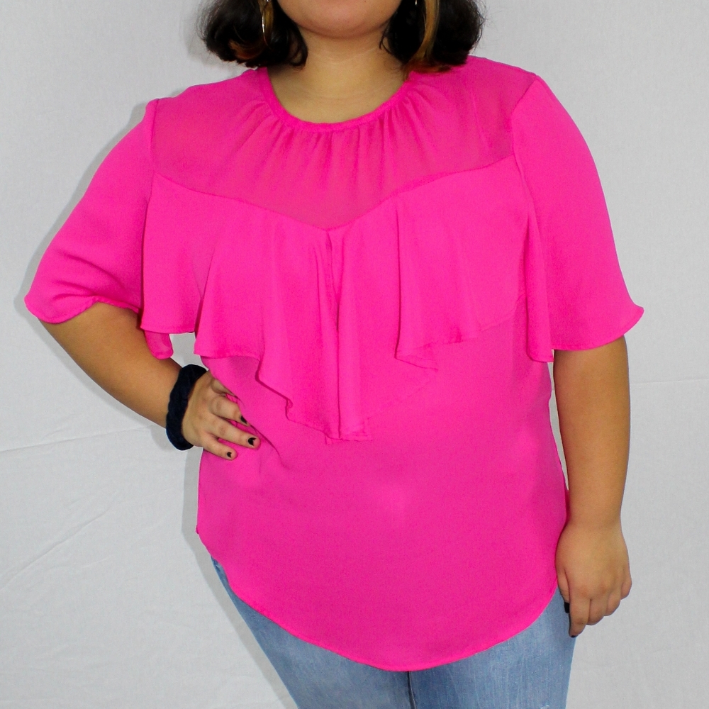 New York & Company Hot Pink Blouse